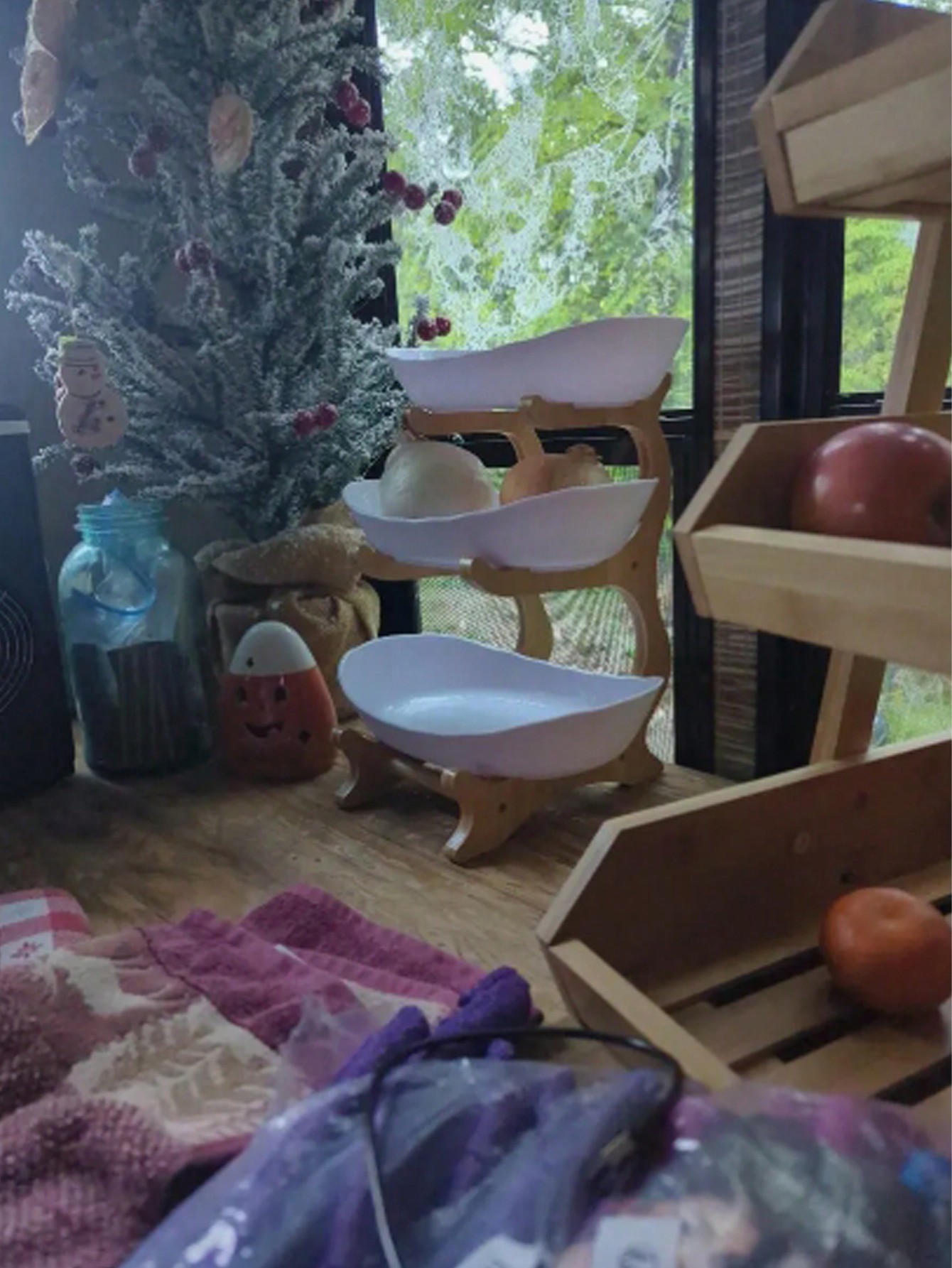 Snacks Food Gift Baskets - Luxuriöser 3-stöckiger Obstkorb aus Holz –
