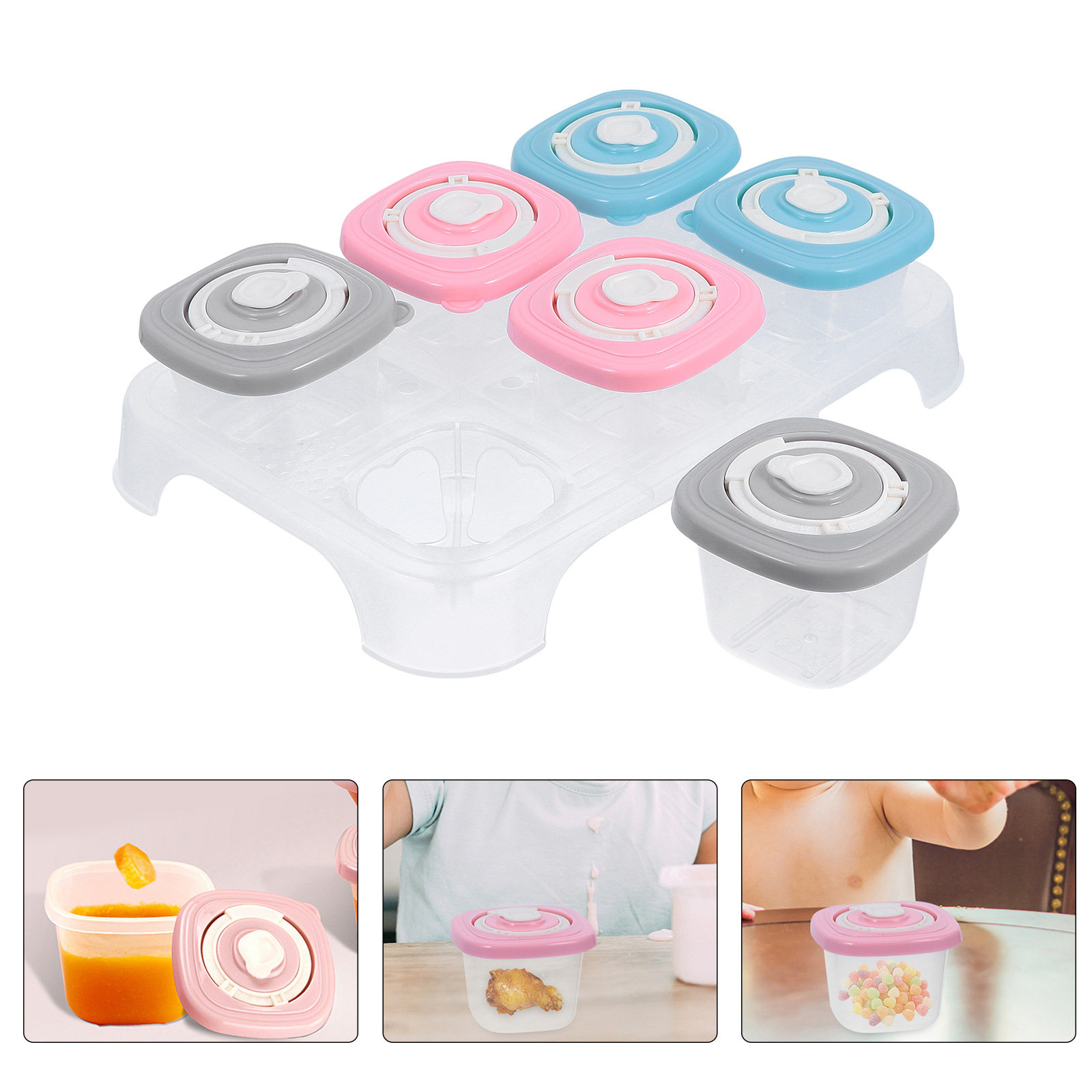 Quality Food Snacks - 1 Set Baby-Block-Lebensmittelaufbewahrungsbox 6 Kleine Behälter