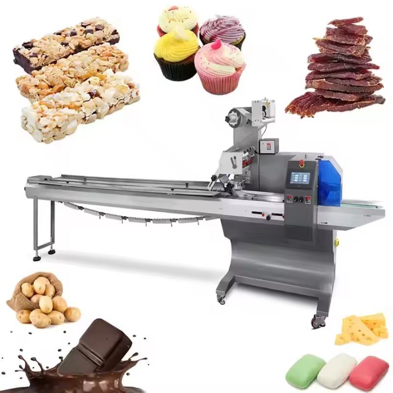 Food With Snacks - Automatische Kissenverpackungsmaschine für Weiche Zuckerwatte-Snacks -