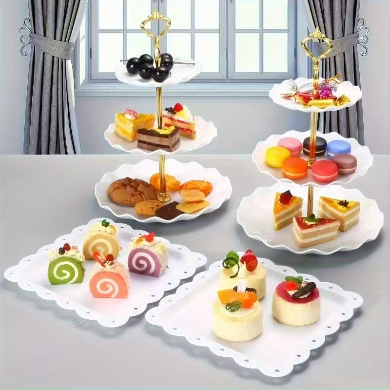 Food Snacks Easy - 1/3/4/5-teiliges dekoratives Essenstabletts-Set – Kuchen-/Snack-/Obstteller für