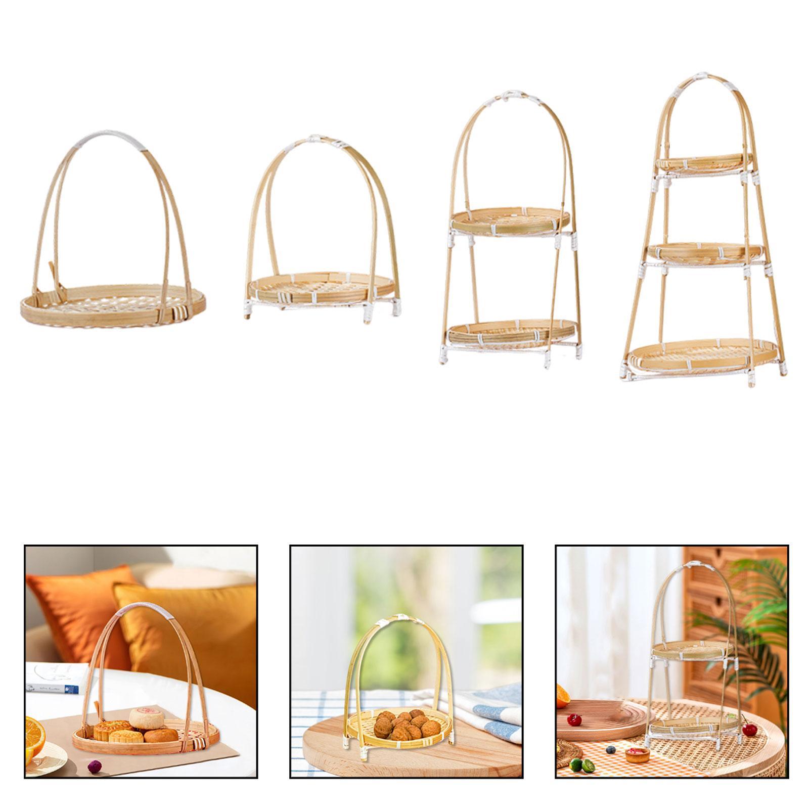 Snacks Food Gift Baskets - Gewebter Bambus-Snackständer, Lebensmittel-Präsentationstablett, Langlebiger Vielseitiger Geschenk-Aufbewahrungskorb