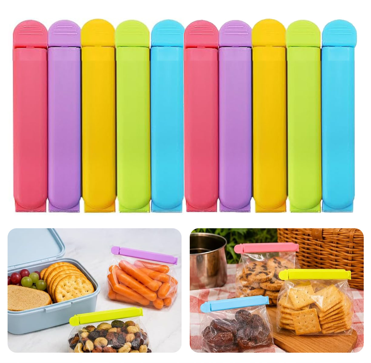 Snacks Food Gift Baskets - Bunte Lebensmittel-Aufbewahrungsclips – 10/20 Stück langlebige