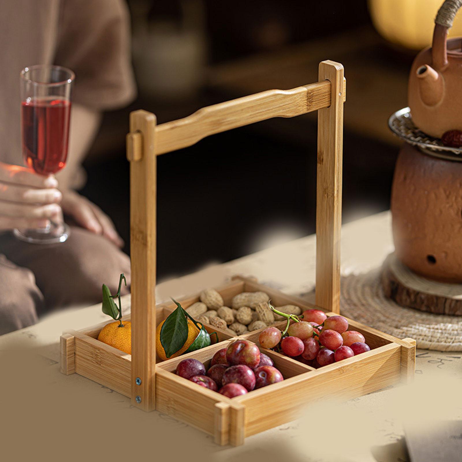 Food Platter Snacks - Bambus-Nüsse-Teller, Tablett, Schnitt-Serviertablett, getrocknete Früchte, Lebensmittel-Aufbewahrungsbehälter,