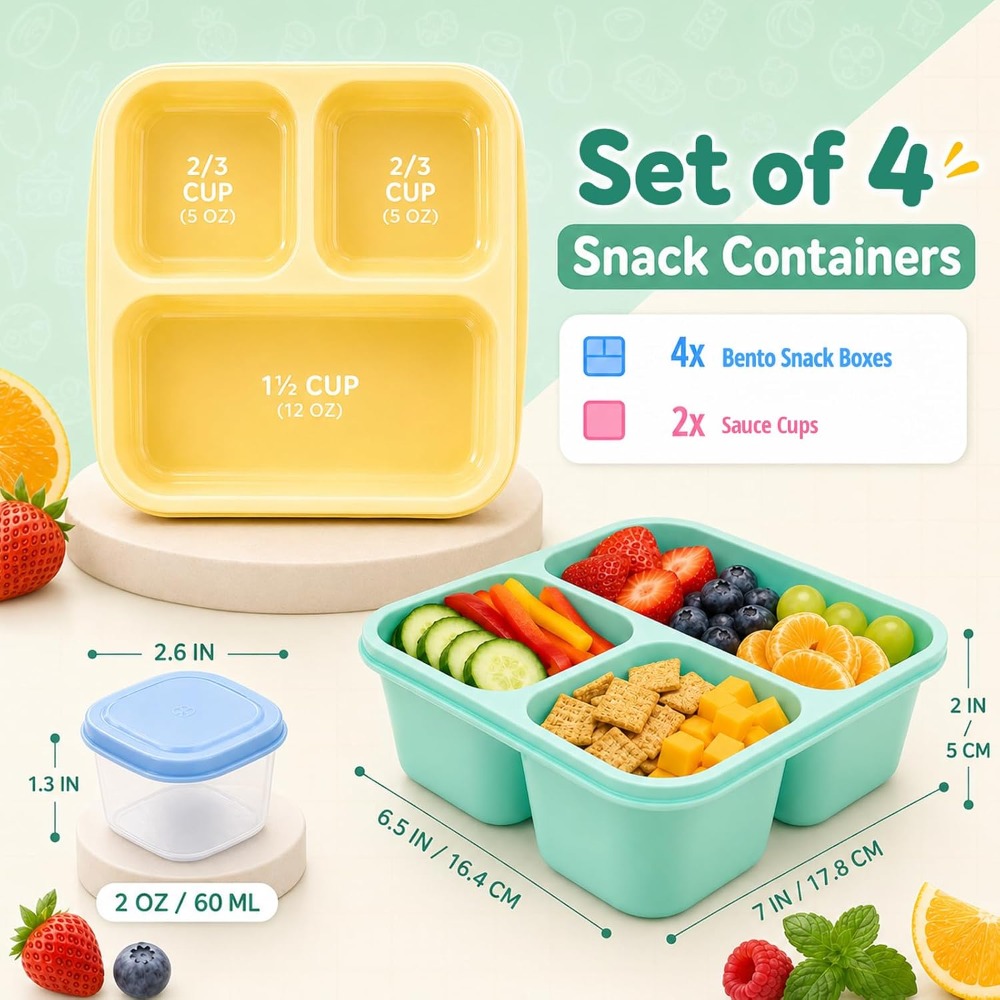 3-Fach Bento-Box Snackbehälter – Food Snacks To Eat Bewertung und Preis