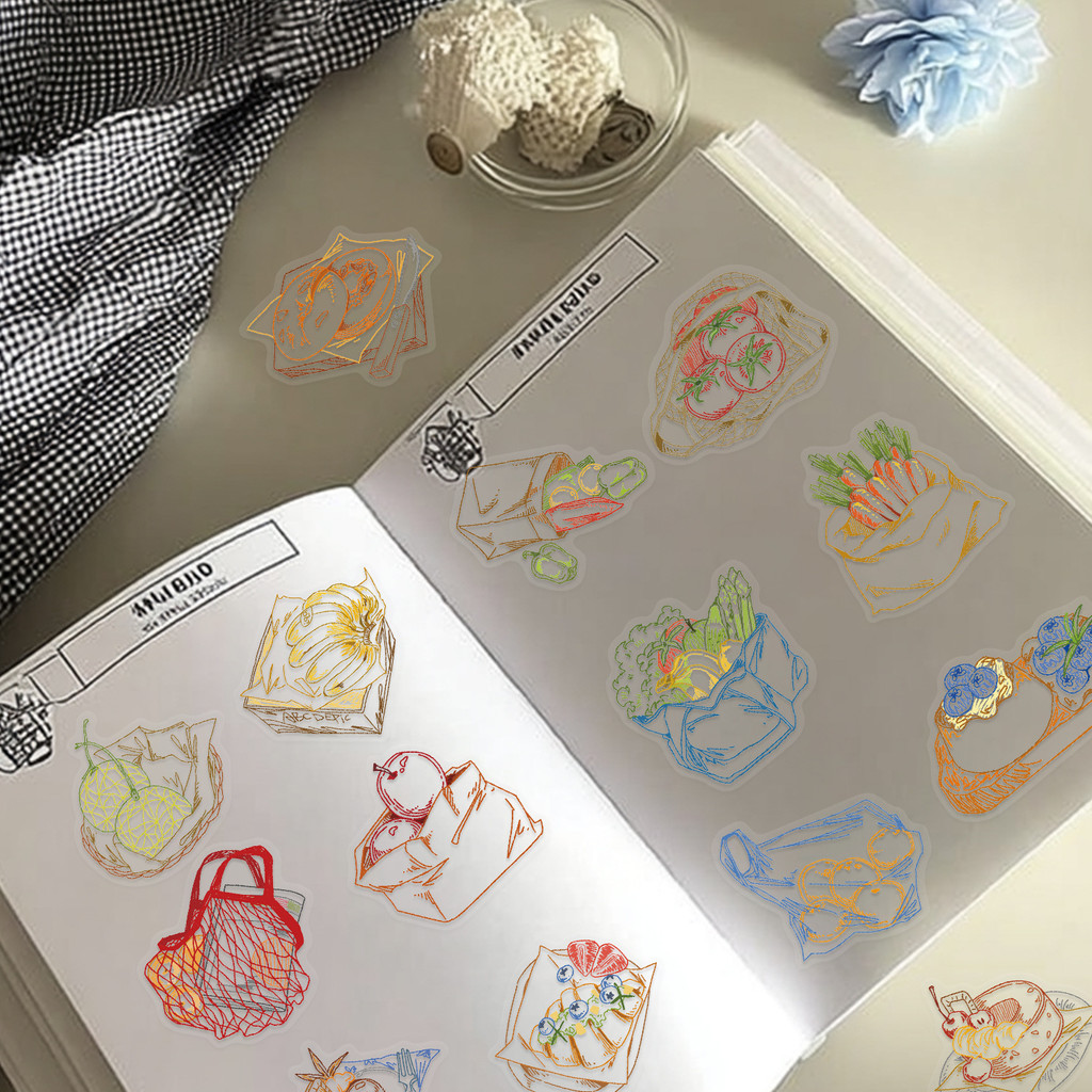 50 Stück Farbige Linienzeichnu – Food Snacks Drawing Bewertung und Preis
