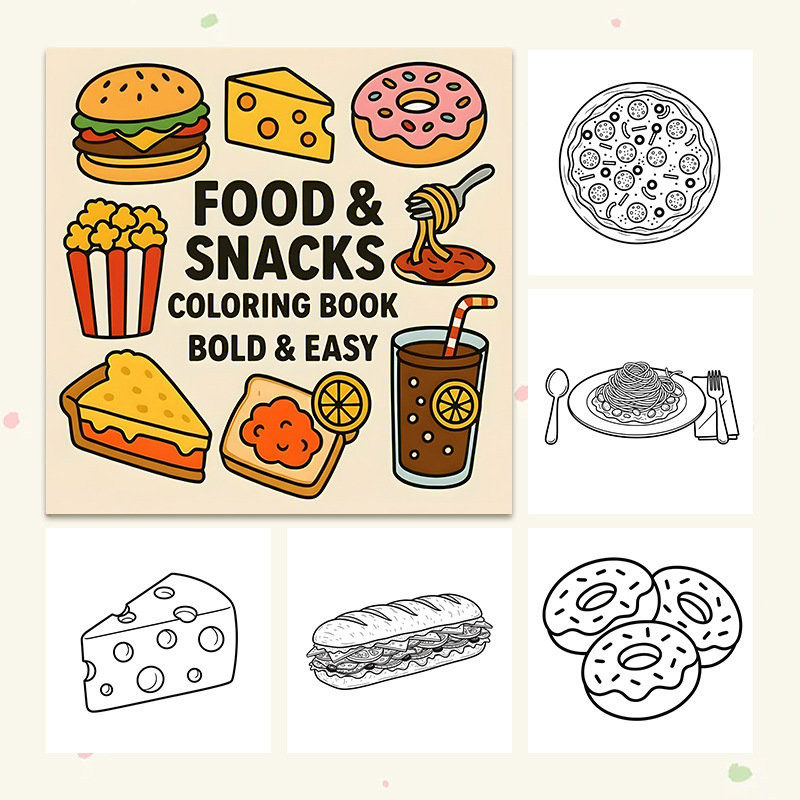 Dickes Malbuch mit Lebensmitte – Food Snacks Drawing Bewertung und Preis