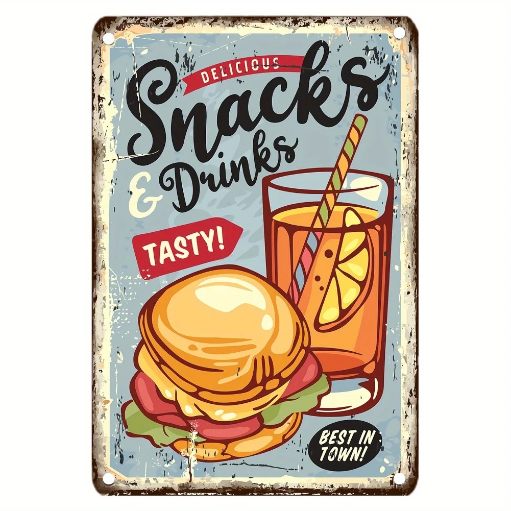 Vintage-Metallschild für Leben – Food Snacks Easy Bewertung und Preis